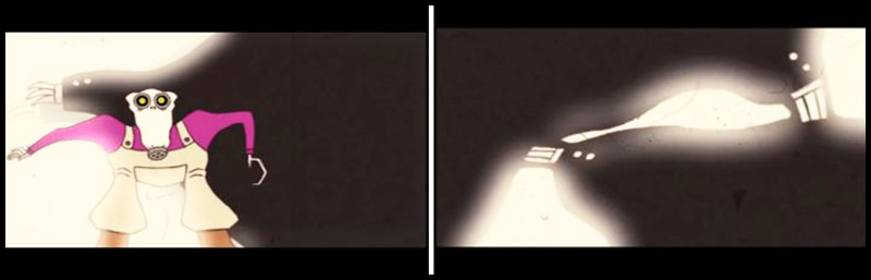 Figure 14, métamorphose 3, image tirée du film Coma / Figure 15, métamorphose 4, image tirée du film Coma