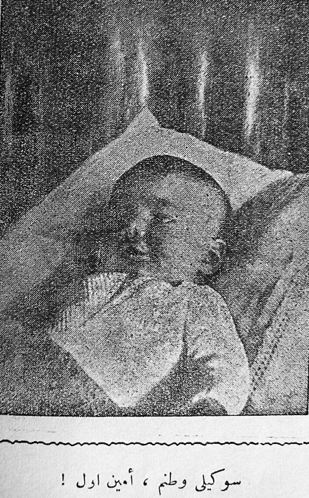 Figure 2 : Besim Ömer, Çocuk Büyütmek (Elever un enfant), İstanbul: Kana'at Kitabhanesi, 1341 [1925]. En dessous de la photo est noté : « Sevgili Vatanım, emin ol » (« Ma chère patrie, sois rassurée. »)