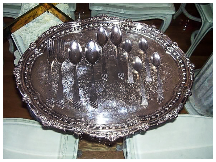 Photograph 8. This is also a photo taken by me with careful direction from Amalia to photograph the old silverware from her family, with which she used to play in the garden of the old home.